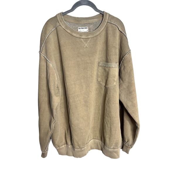 NEW Free People We The Free Wallace Pullover Crewneck Sweatshirt Safari Medium - Picture 4 of 6